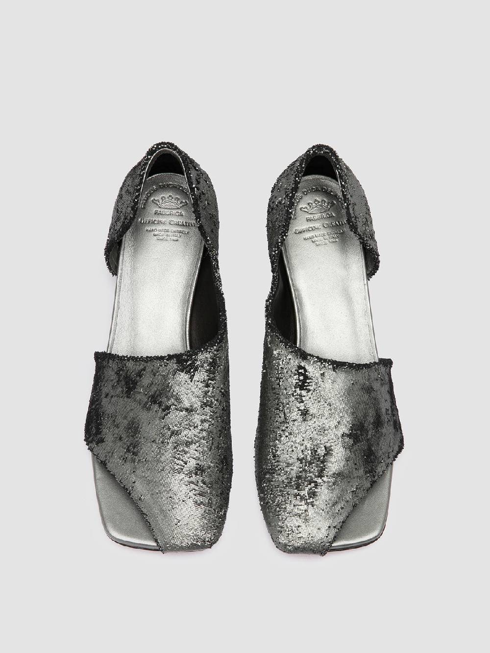 Officine Creative TESSA 009 Silver Leather Mule Sandals Italy