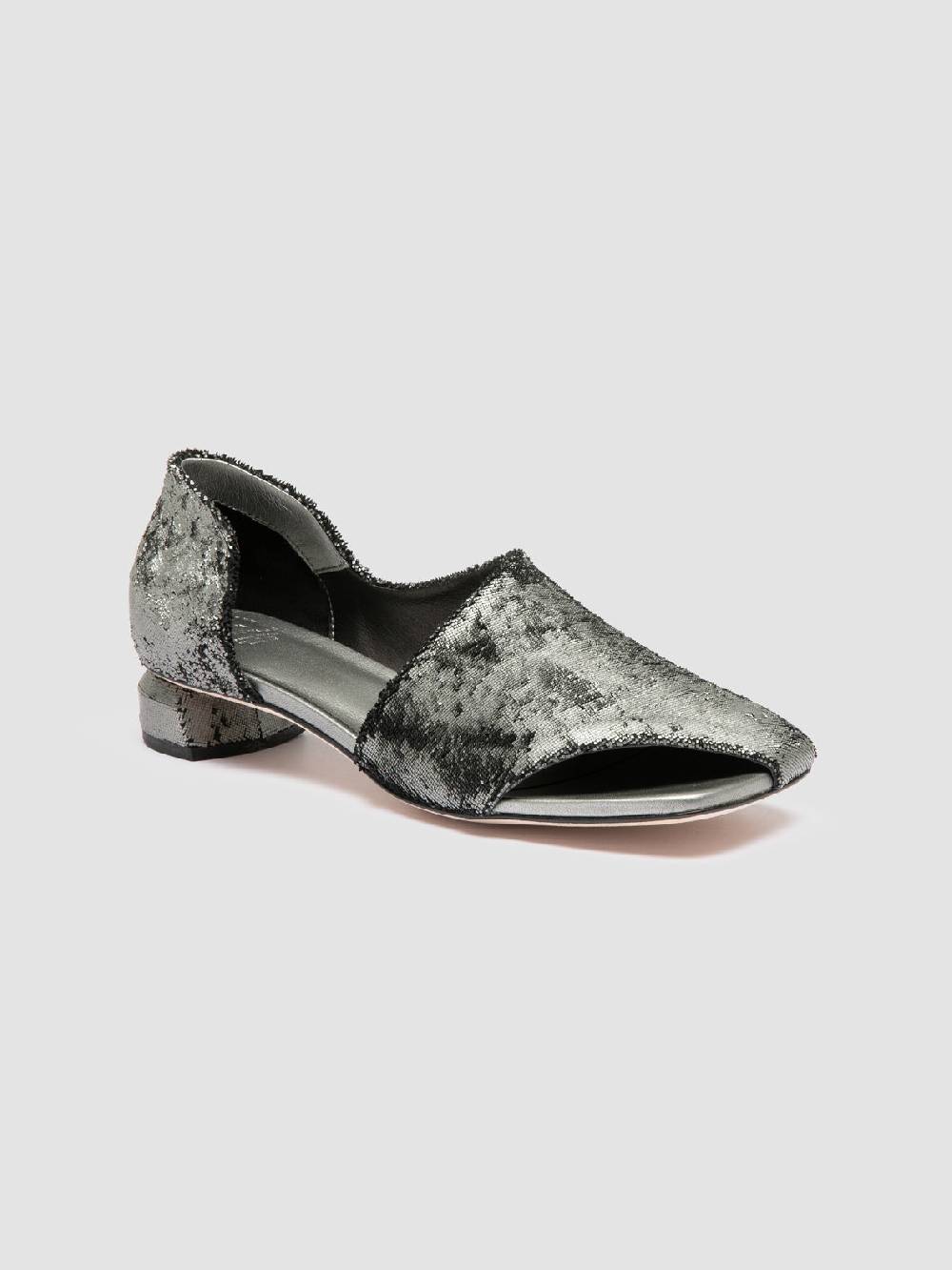 Officine Creative TESSA 009 Silver Leather Mule Sandals Italy