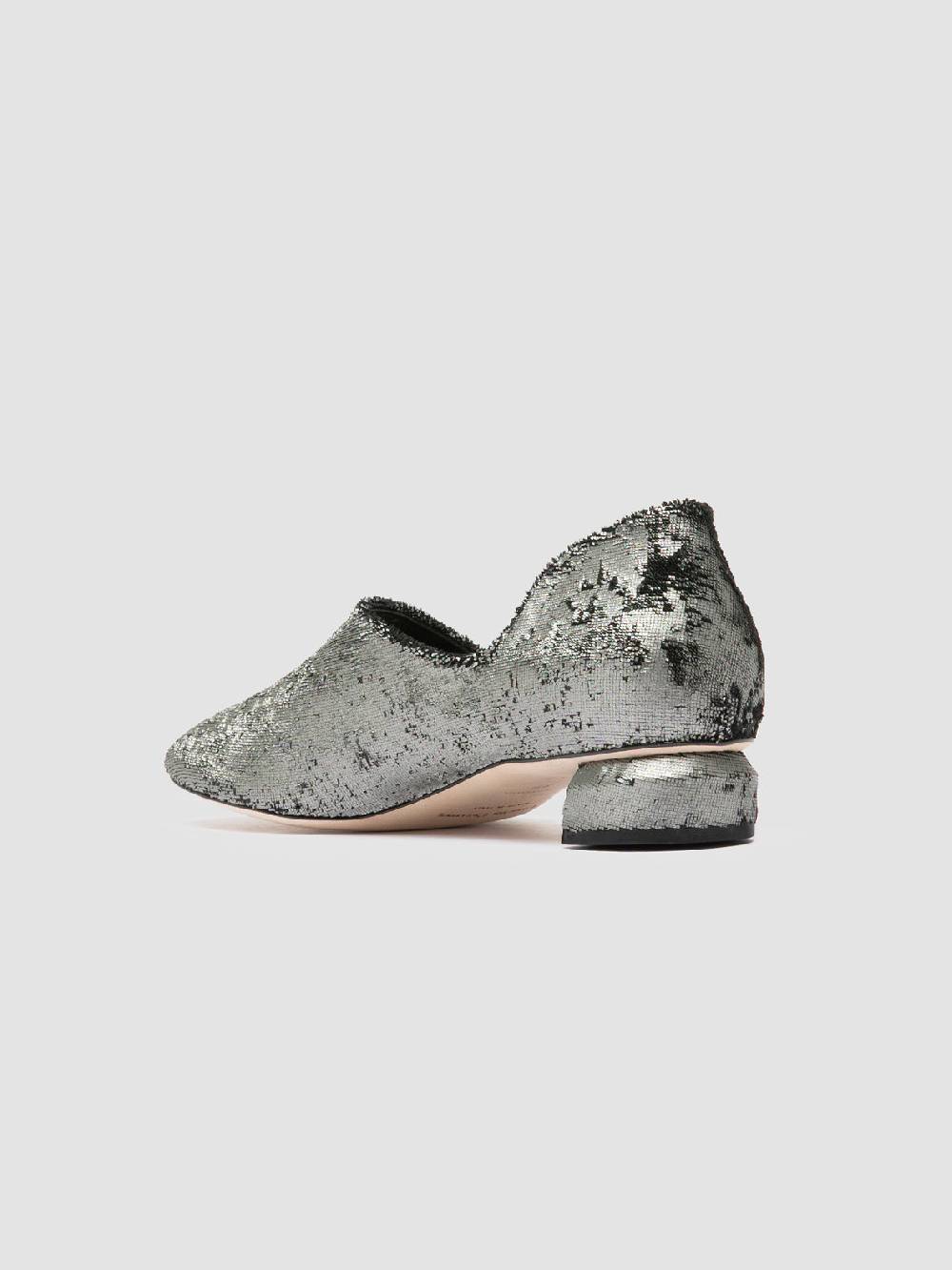 Officine Creative TESSA 009 Silver Leather Mule Sandals Italy
