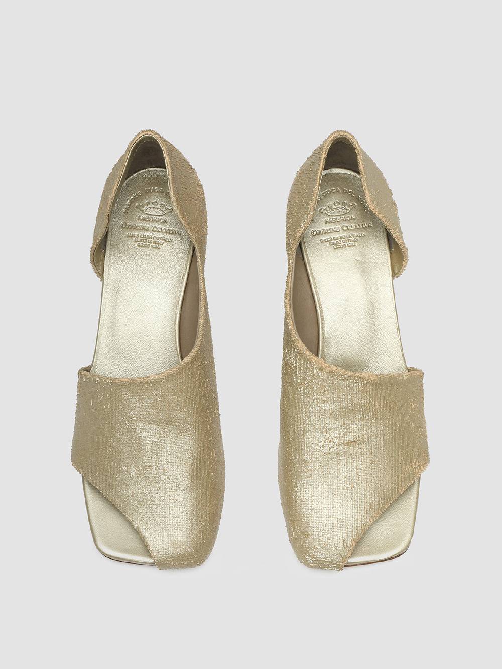 Officine Creative TESSA 009 Gold Leather Mule Sandals Italia