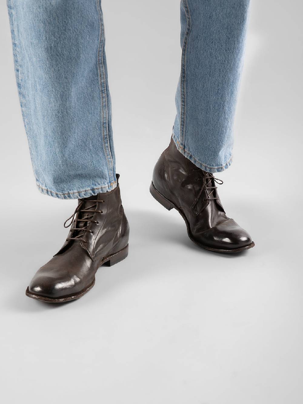 Officine Creative STEREO 004 Stivaletti in Pelle Marrone Promozione Limitata
