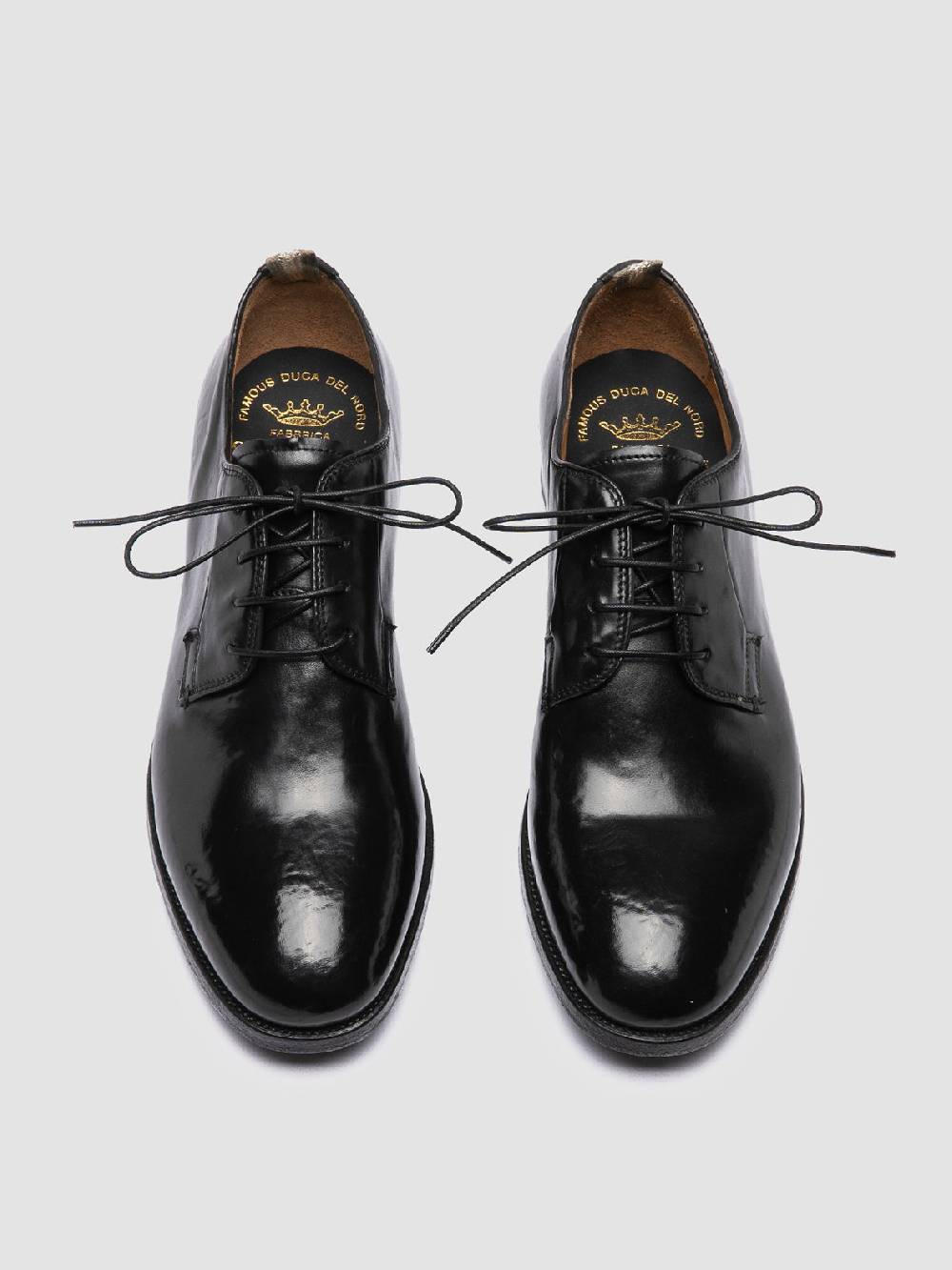 Officine Creative VANDERBILT CAOU 013 Scarpe Derby Nere in Pelle Sconto