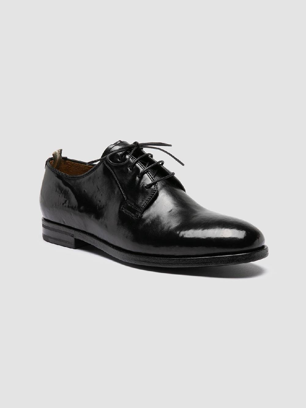 Officine Creative VANDERBILT CAOU 013 Scarpe Derby Nere in Pelle Sconto