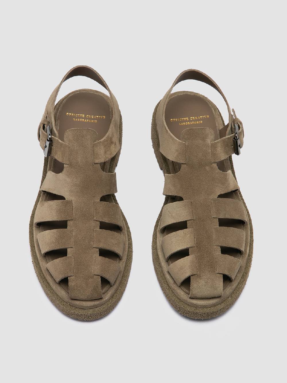 Officine Creative TONAL 18 Taupe Suede Sandals Vendita Calda