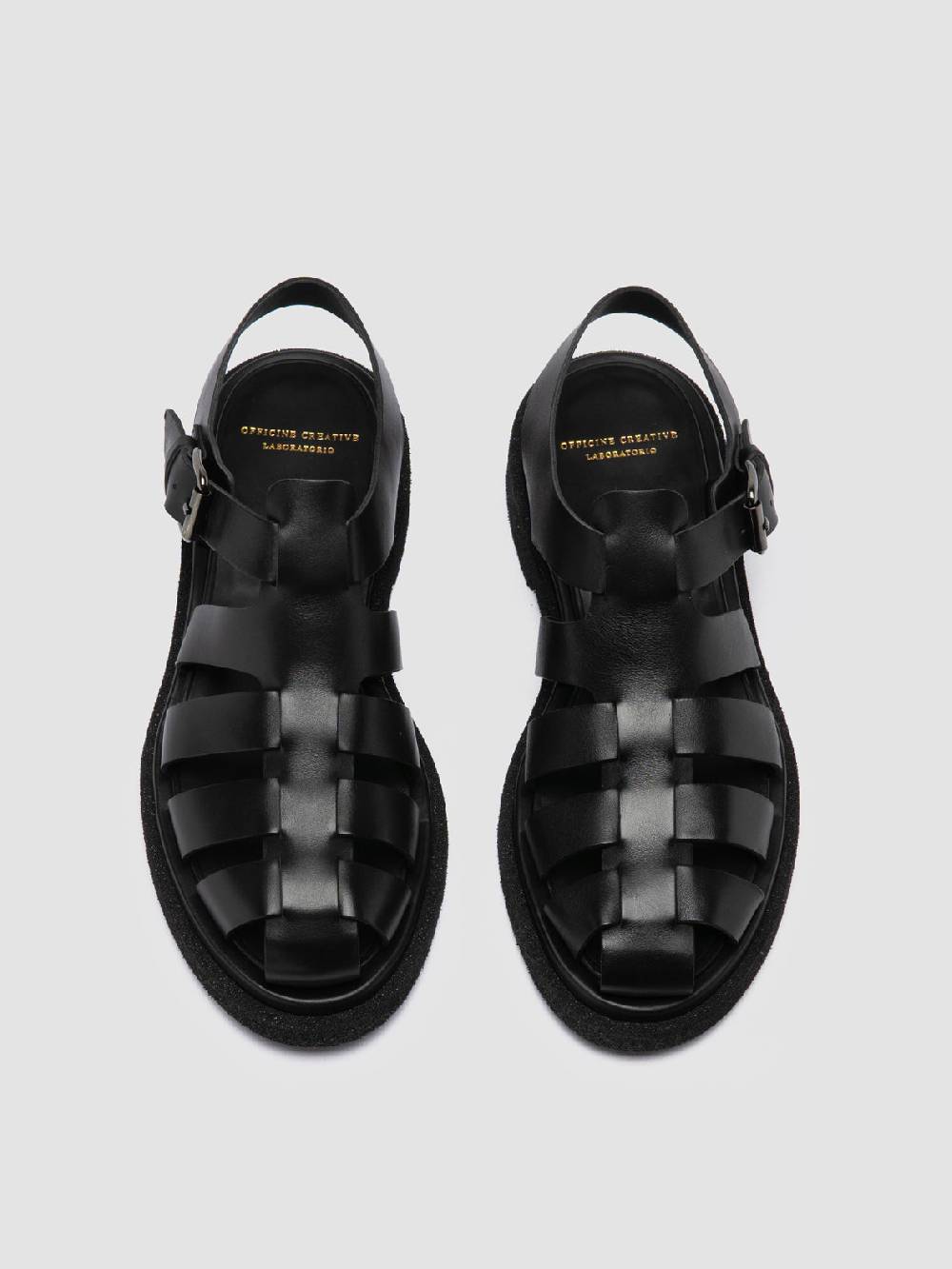 Officine Creative TONAL 18 Black Leather Sandals Vendita Economica