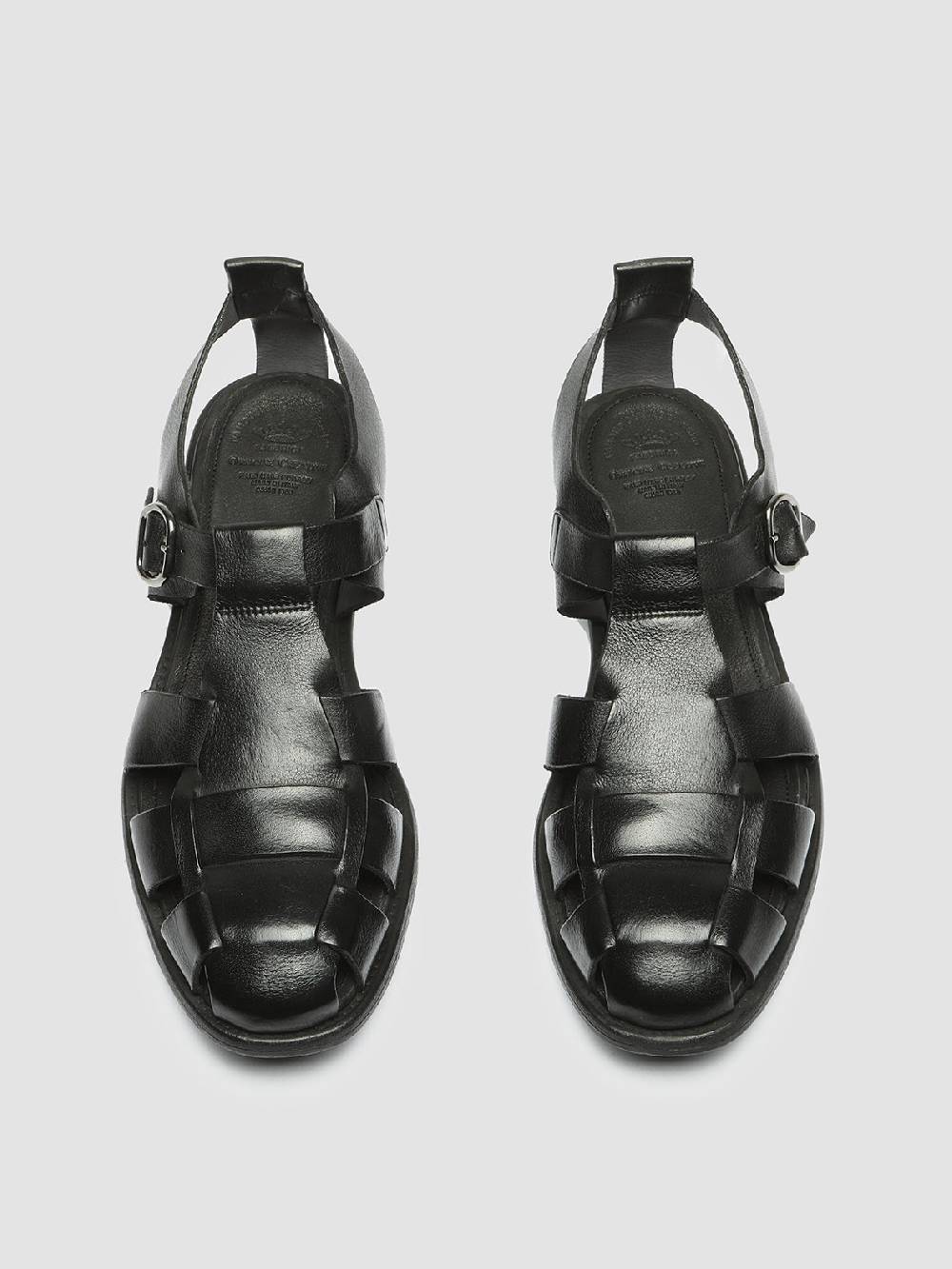 Officine Creative CHRONICLE 145 Sandali in Pelle Nera Saldi Di Fabbrica