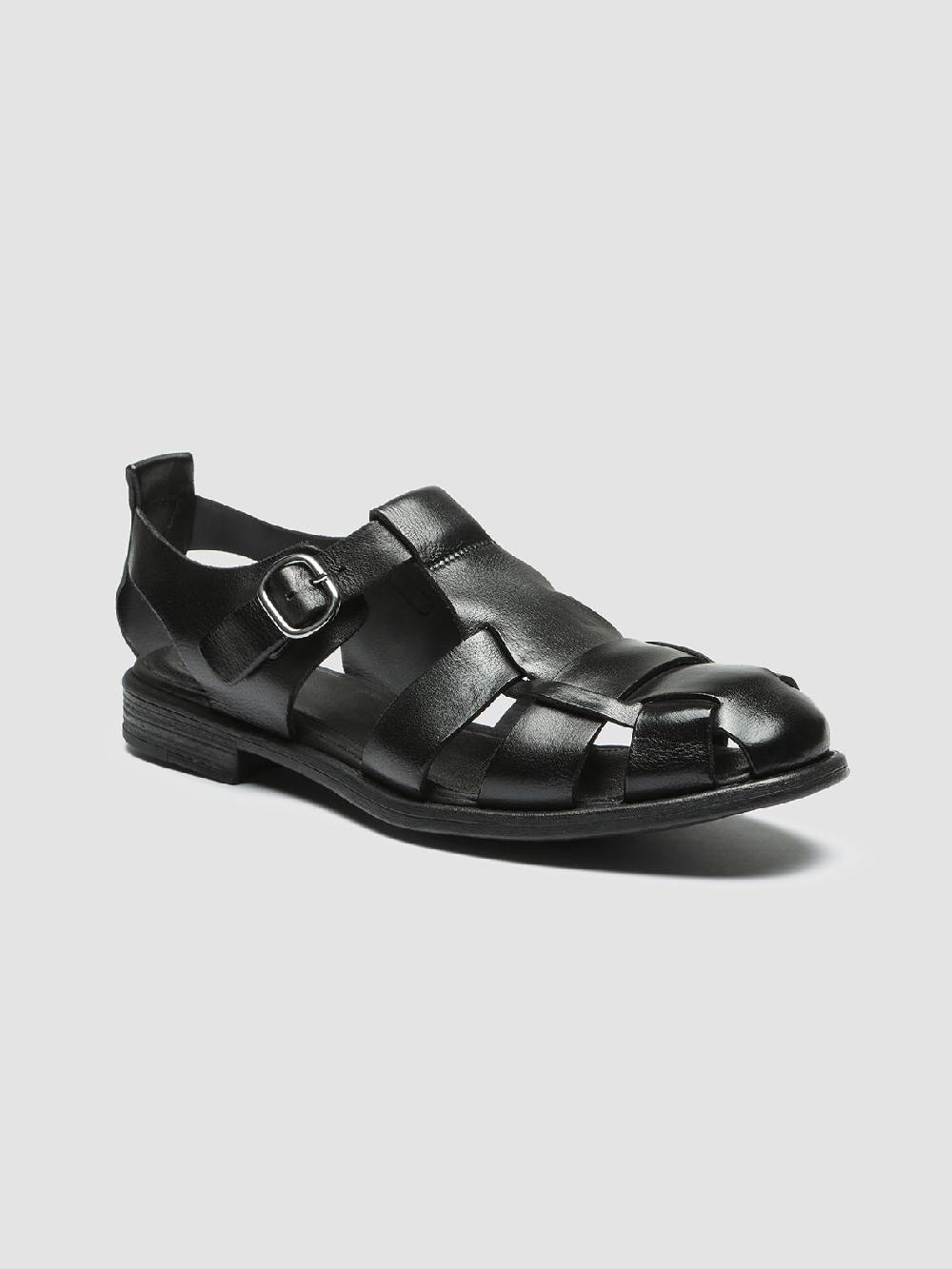 Officine Creative CHRONICLE 145 Sandali in Pelle Nera Saldi Di Fabbrica