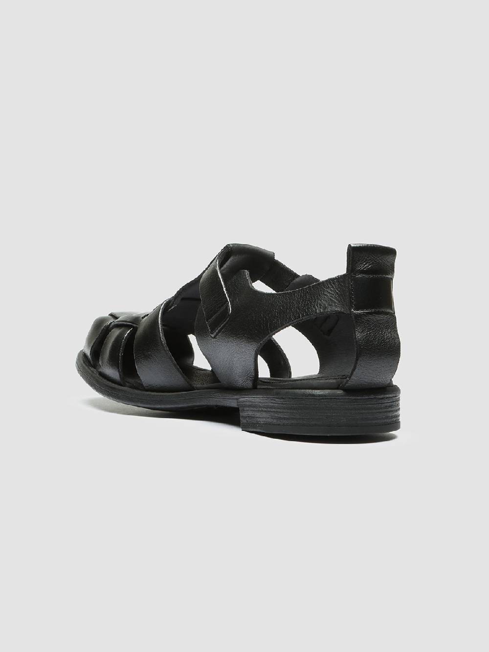 Officine Creative CHRONICLE 145 Sandali in Pelle Nera Saldi Di Fabbrica