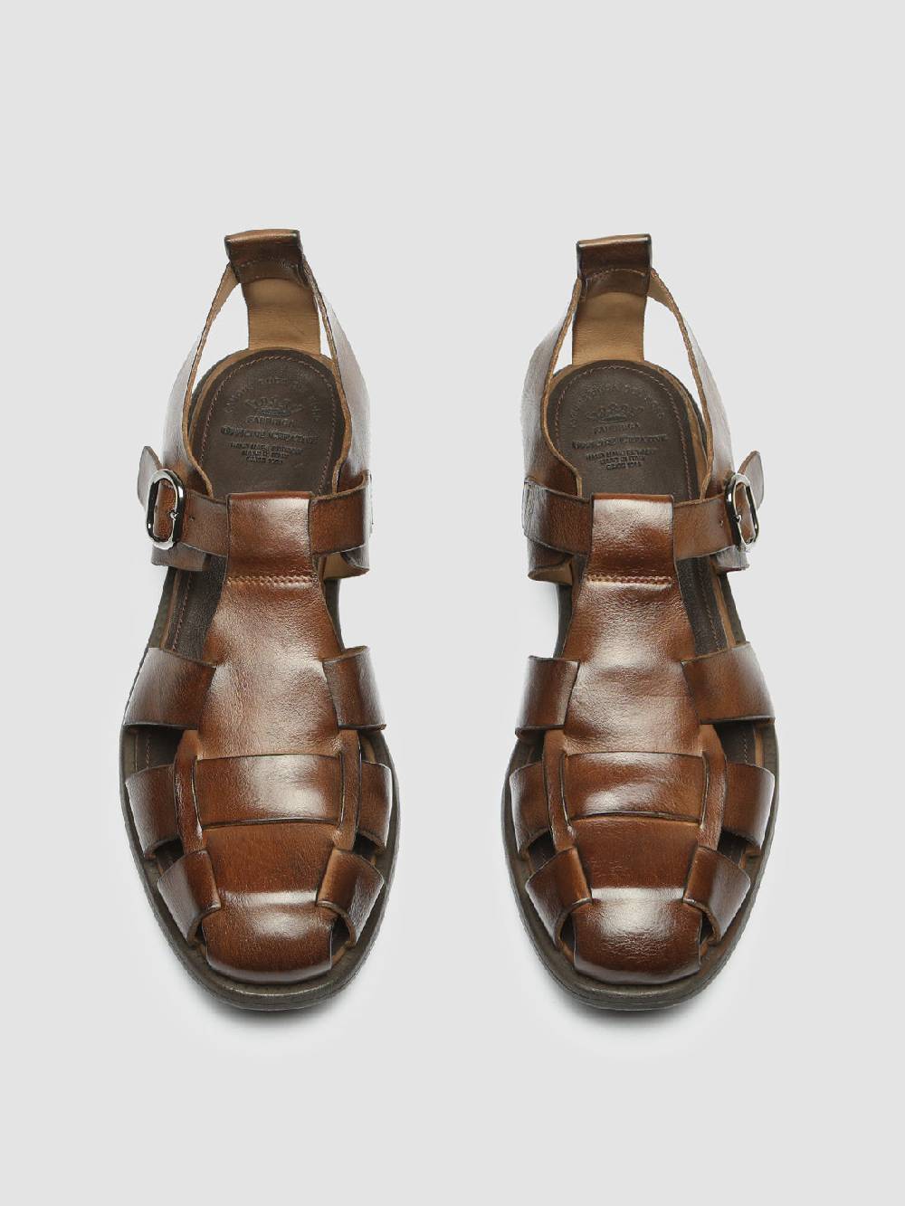Officine Creative CHRONICLE 145 Sandali in Pelle Marrone Vendite Flash