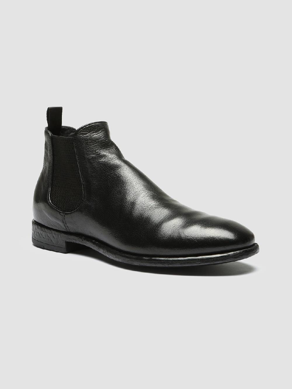 Officine Creative CETON 647 Stivaletti Chelsea in Pelle Nera Italy