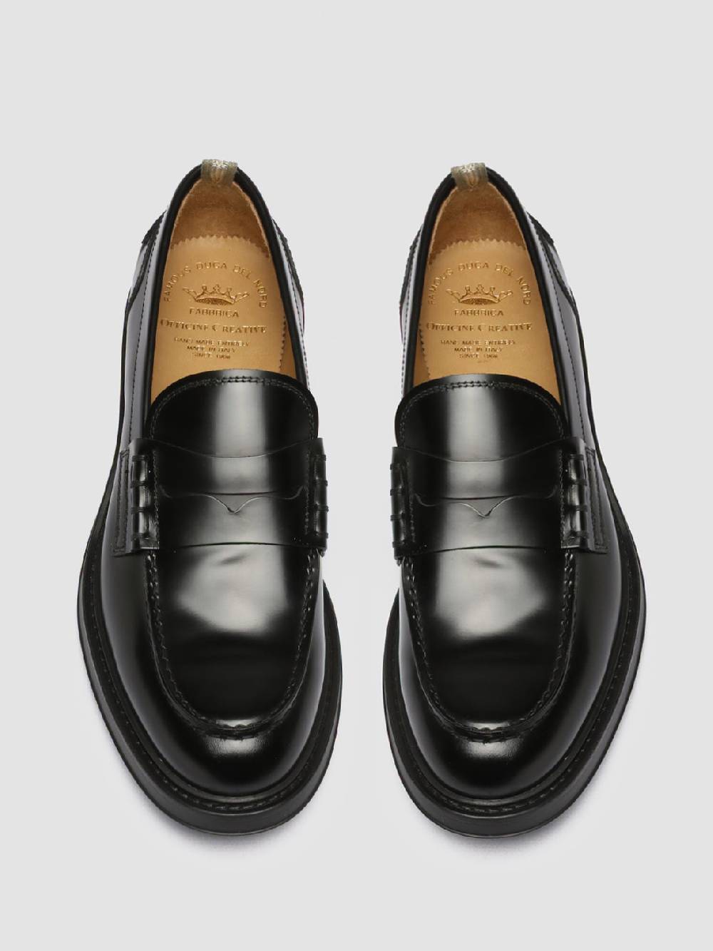 Officine Creative UNIFORM 001 Mocassini in Pelle Nera Promozione Limitata
