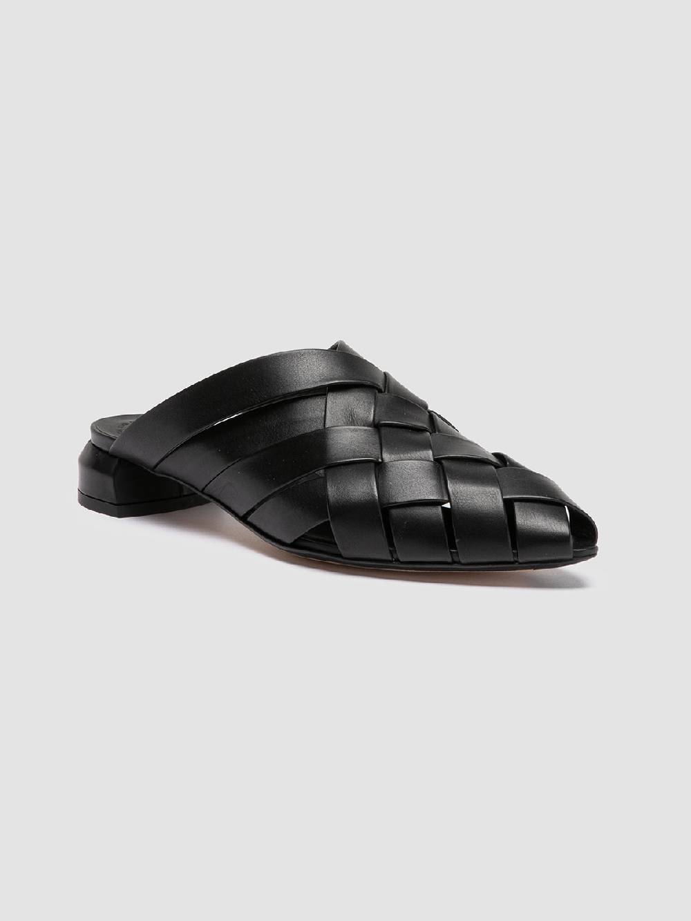 Officine Creative SAGE 105 Sandali Sabot in Pelle Nera Saldi Di Fabbrica