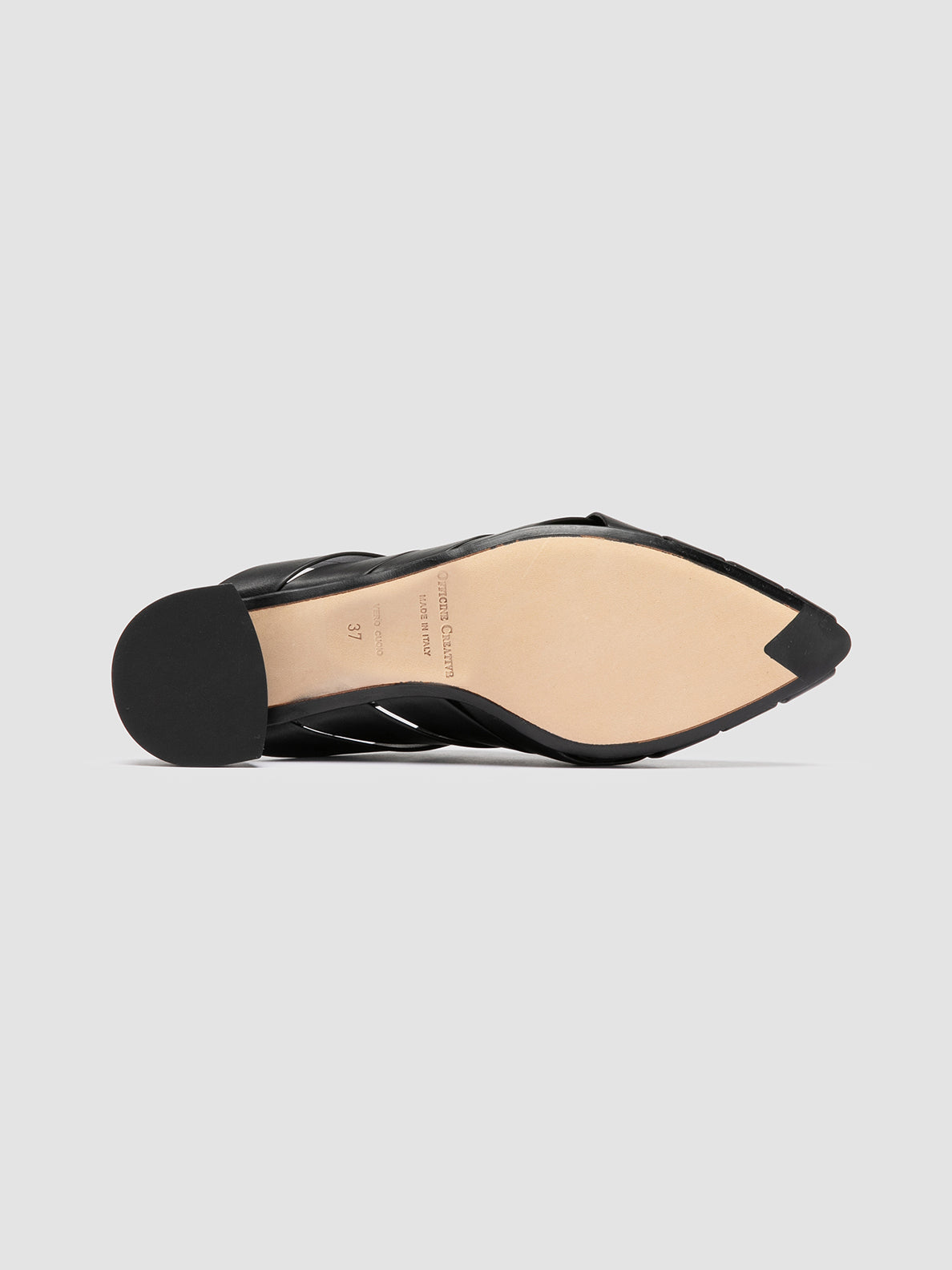 Officine Creative SAGE 105 Sandali Sabot in Pelle Nera Saldi Di Fabbrica