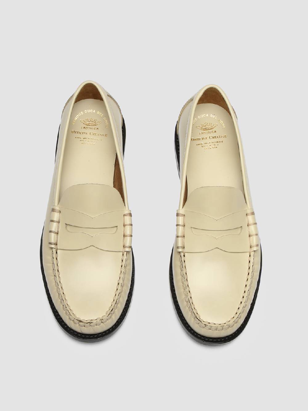 Officine Creative ZIVAGO 103 Ivory Leather Penny Loafers In Saldo
