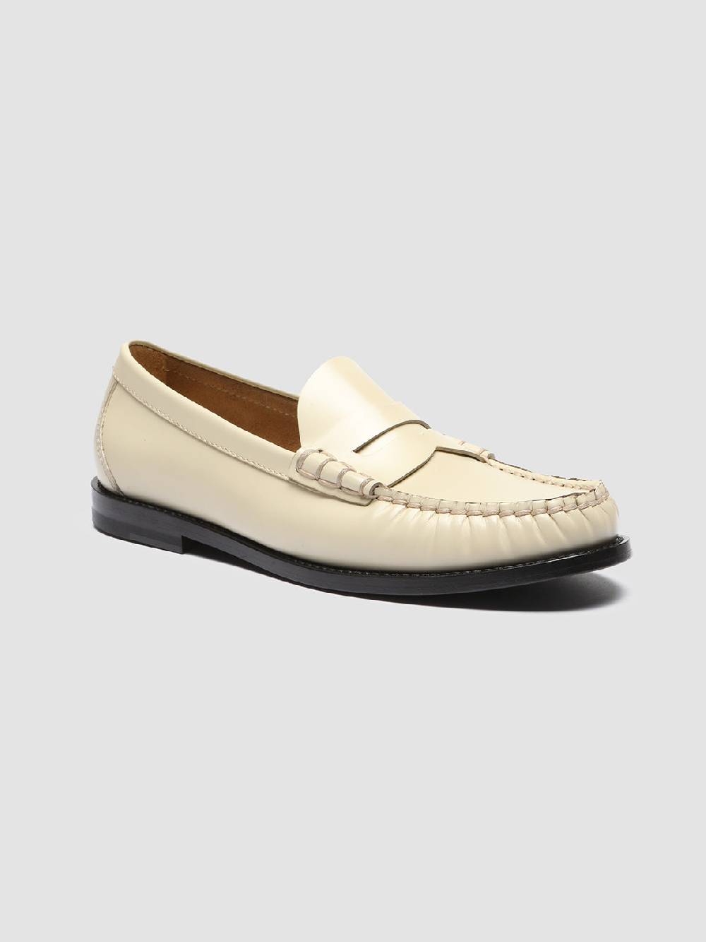 Officine Creative ZIVAGO 103 Ivory Leather Penny Loafers In Saldo