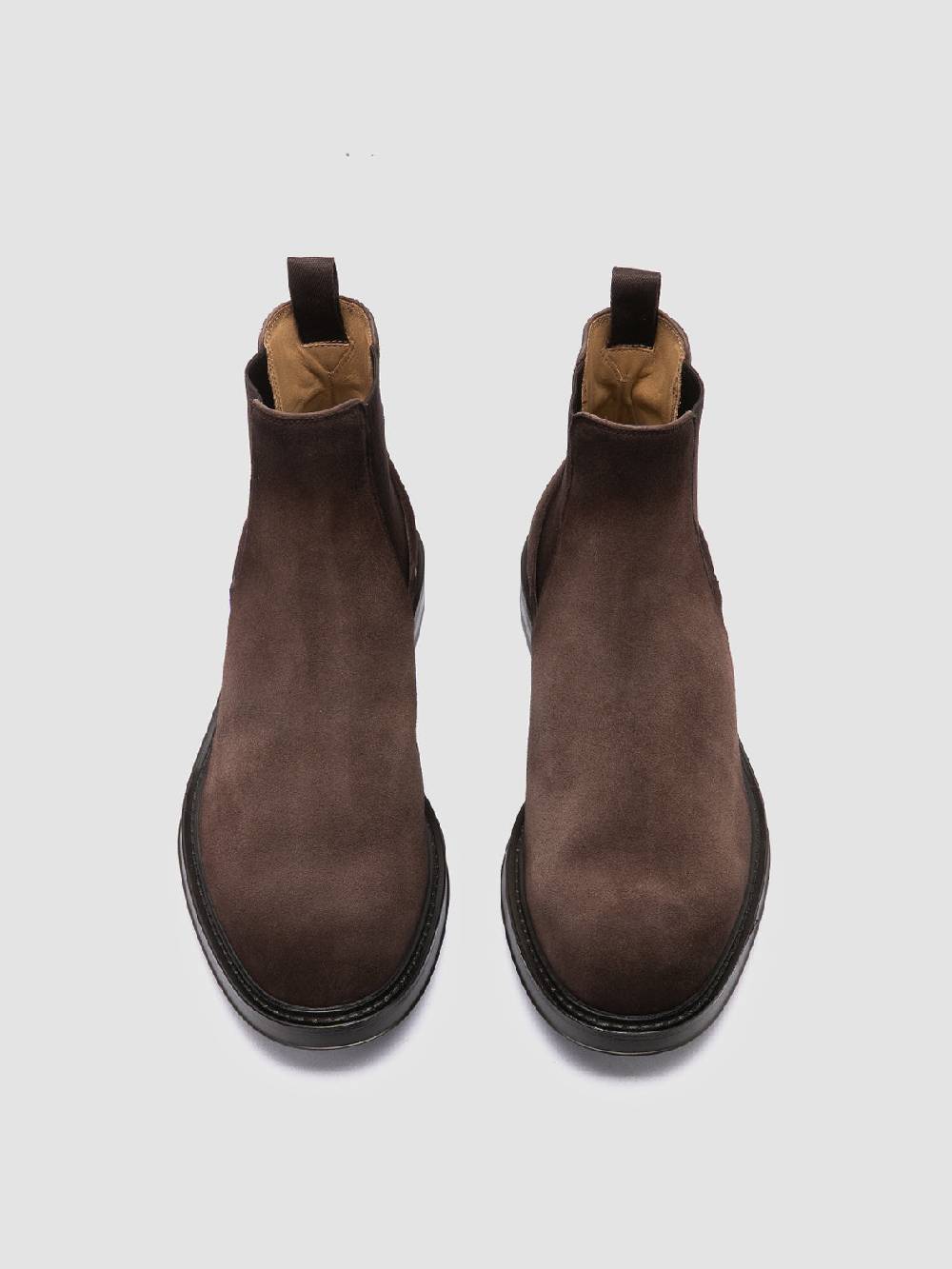 Officine Creative UNIFORM 005 Stivaletti Chelsea in Pelle Scamosciata Marrone Italia