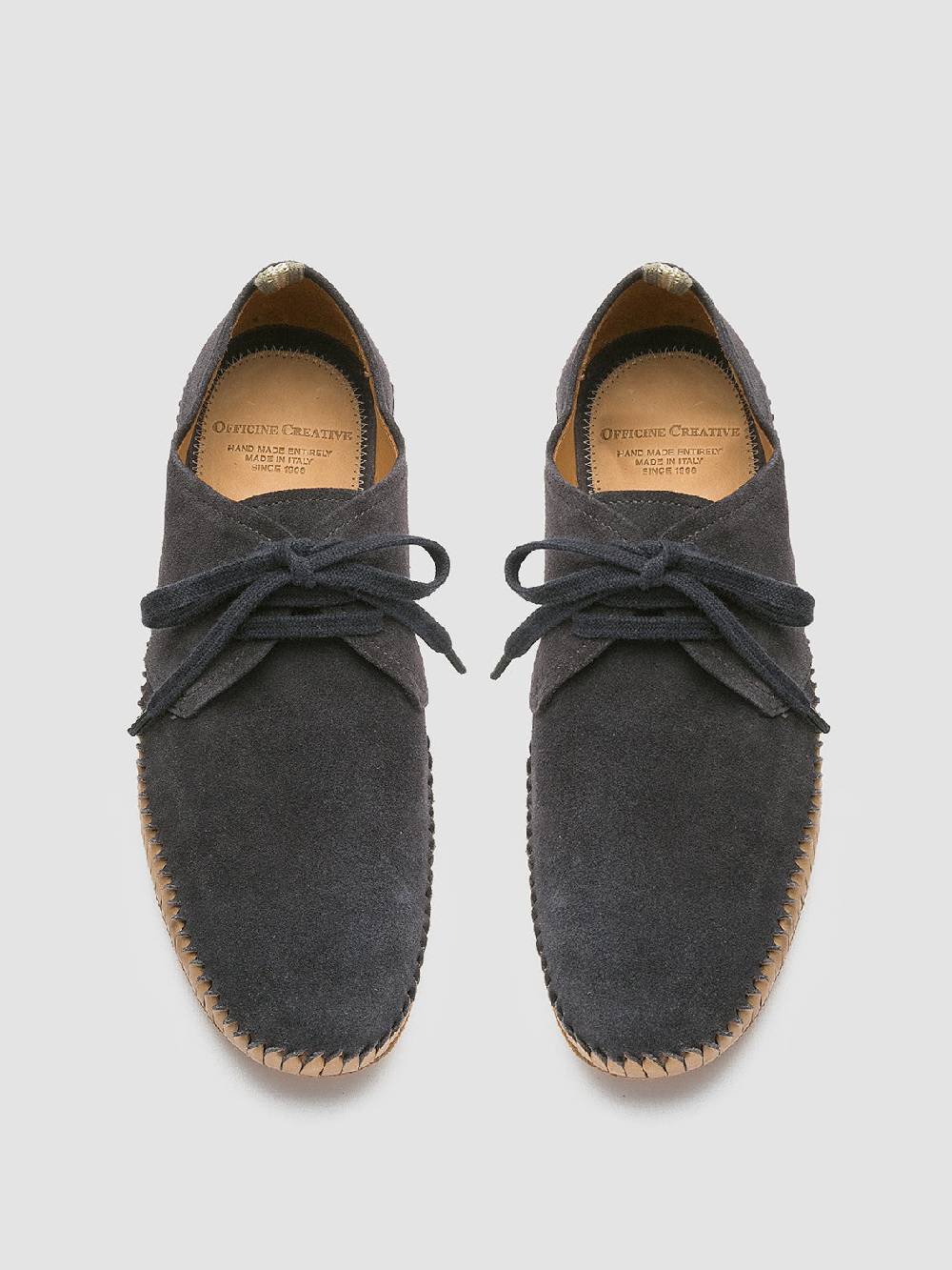 Officine Creative MAURICE 001 Blue Suede Derby Shoes Nuovo
