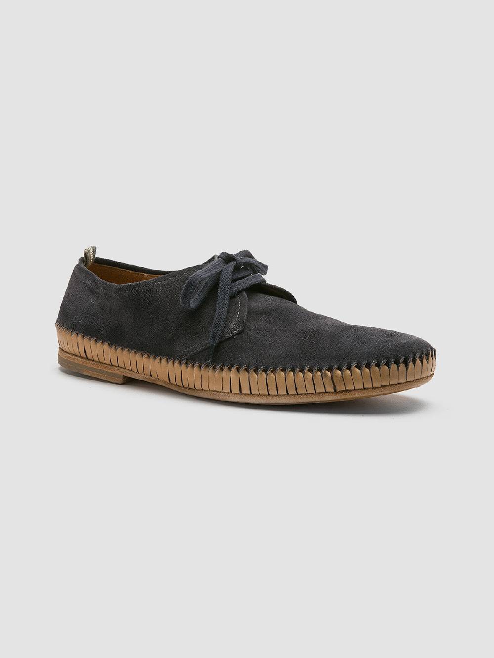 Officine Creative MAURICE 001 Blue Suede Derby Shoes Nuovo