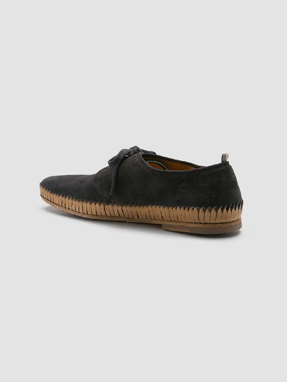 Officine Creative MAURICE 001 Blue Suede Derby Shoes Nuovo