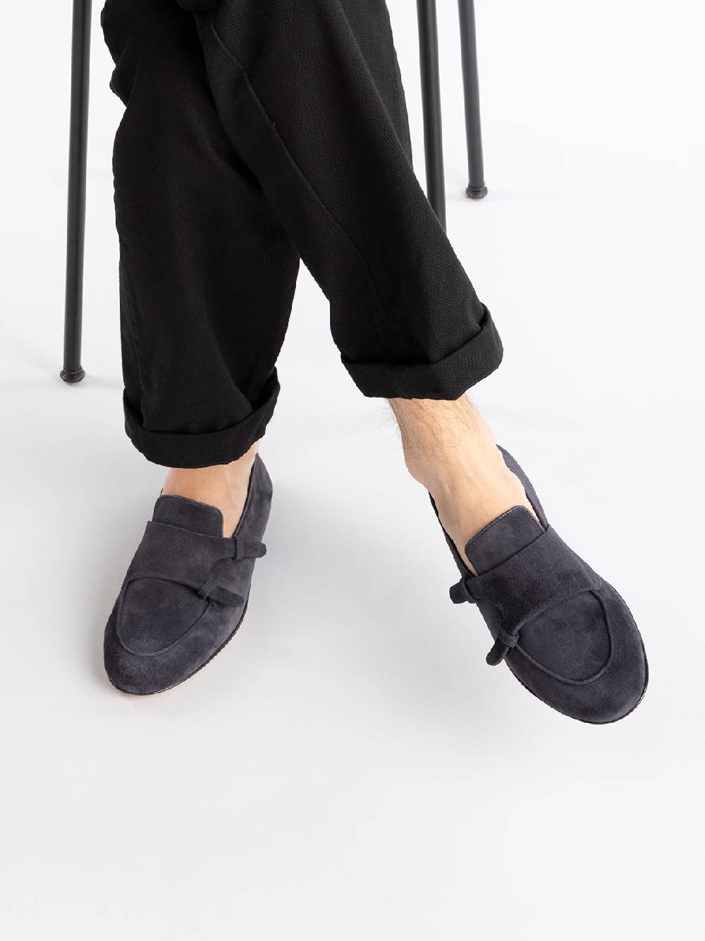 Officine Creative AIRTO 010 Mocassini Penny in Pelle Scamosciata Blu Promozione Limitata