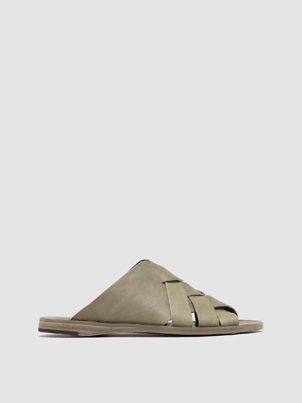 Officine Creative ITACA 049 Sandali Slide in Pelle Verde 2025