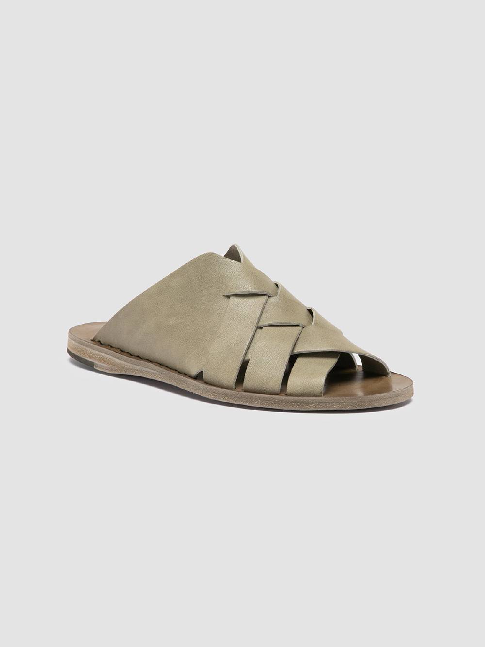 Officine Creative ITACA 049 Sandali Slide in Pelle Verde 2025