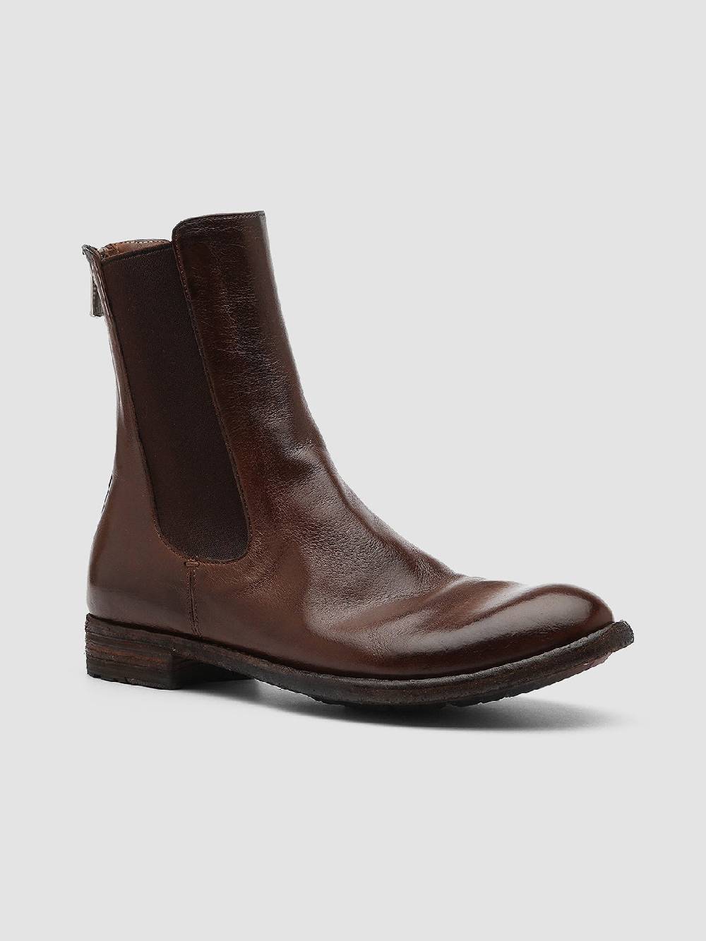 Officine Creative LEXIKON 073 Stivaletti Chelsea in Pelle Marrone Promozione
