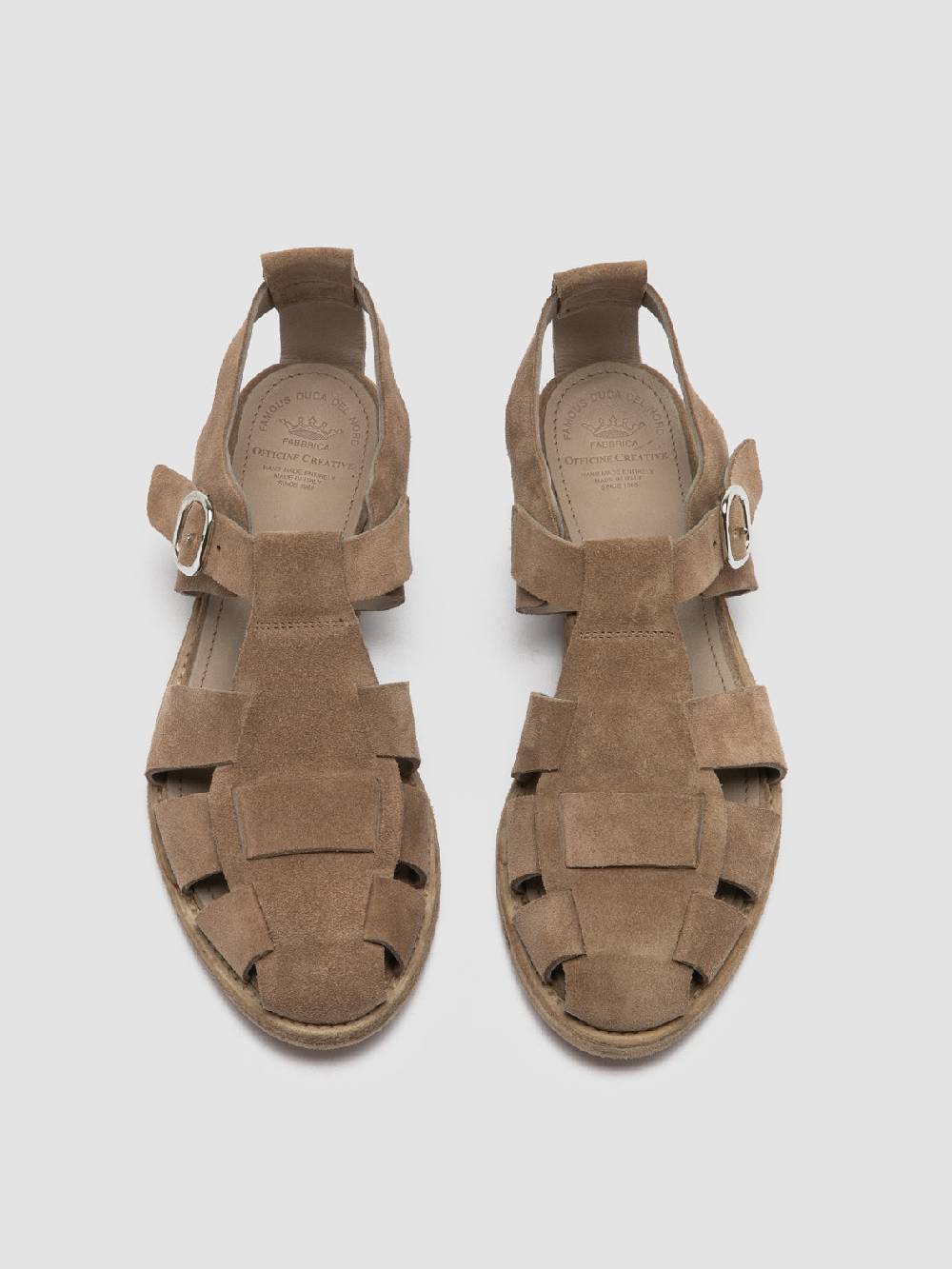 Officine Creative LEXIKON 536 Sandali in Pelle scamosciata Tortora Offerta