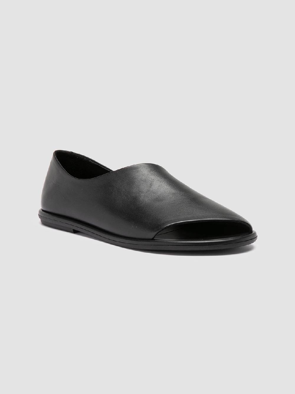 Officine Creative MIENNE 102 Scarpe Peep Toe in Pelle Nera Saldi Di Fabbrica