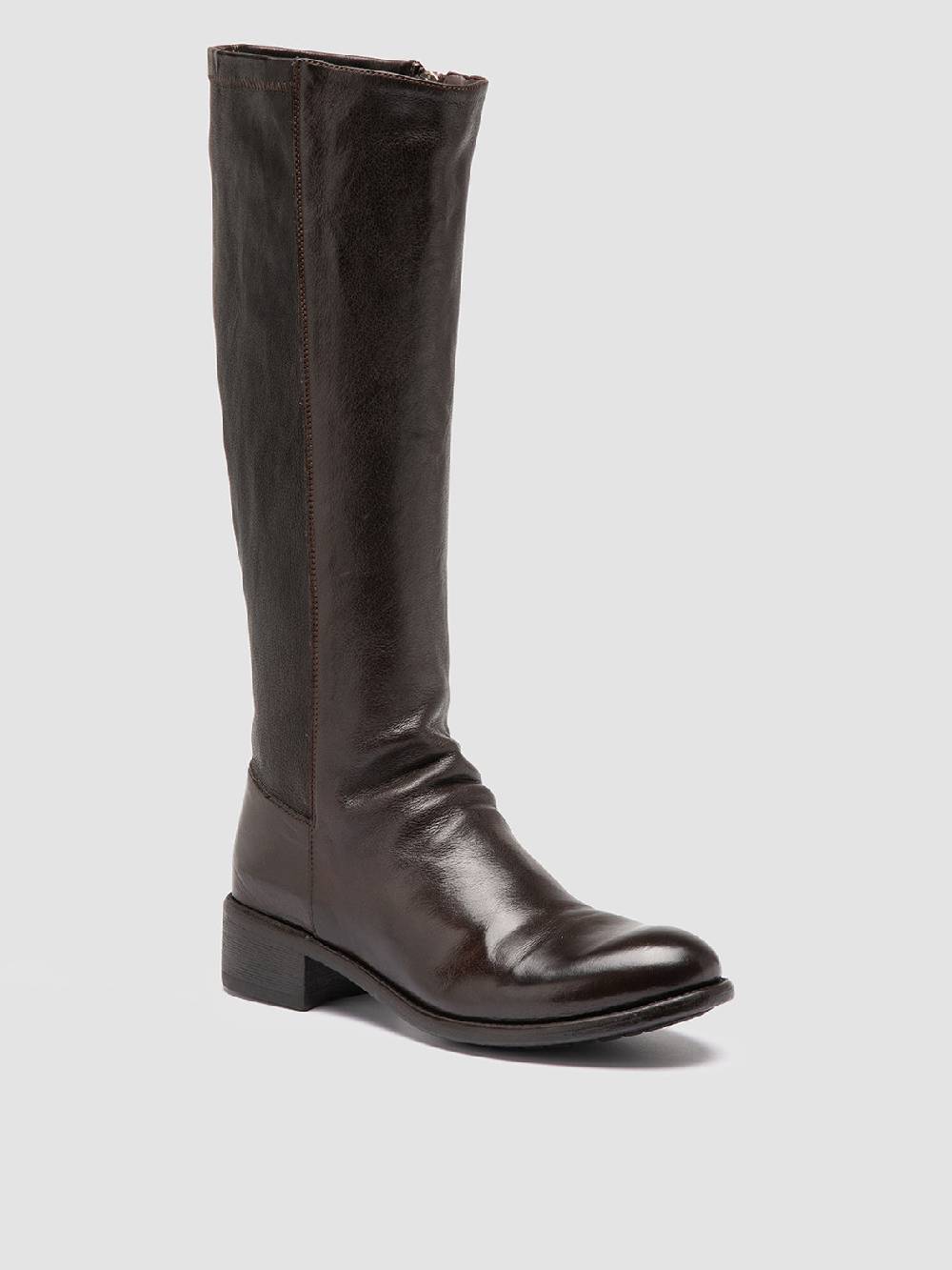 Officine Creative LIS 005 Stivali con Zip in Pelle Marrone Vendite Flash