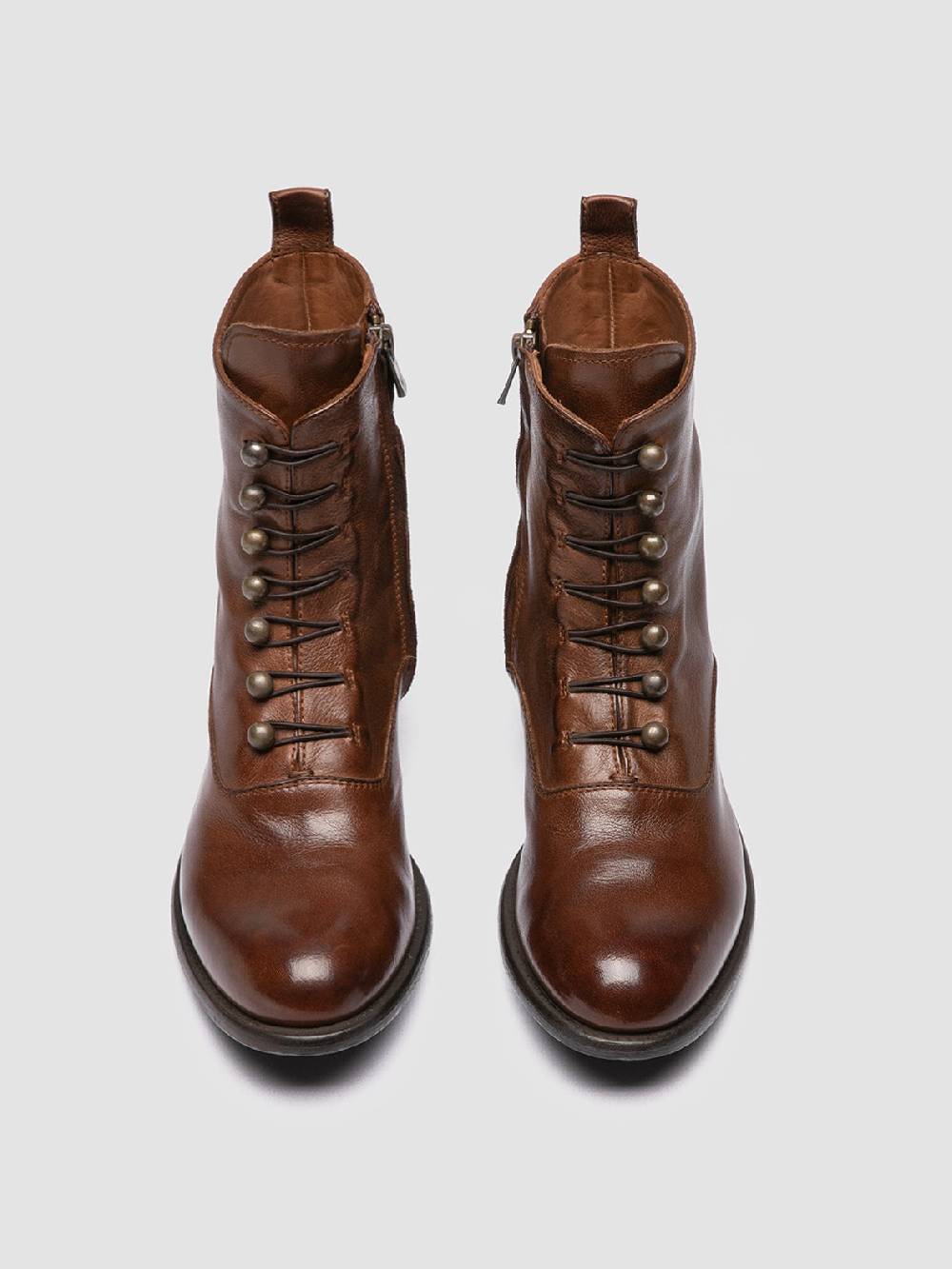 Officine Creative LIS 006 Stivali con Zip in Pelle Marrone In Saldo