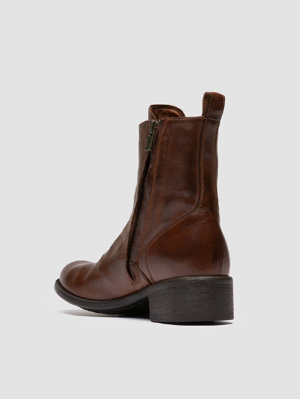 Officine Creative LIS 006 Stivali con Zip in Pelle Marrone In Saldo