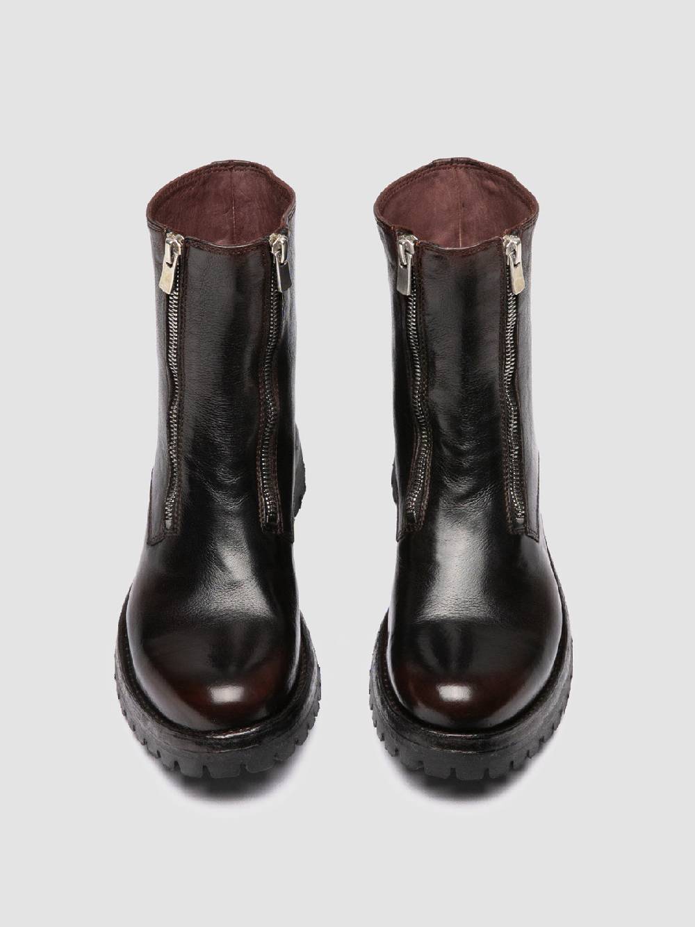 Officine Creative LORAINE 026 Stivali con Zip in Pelle Marrone Italy