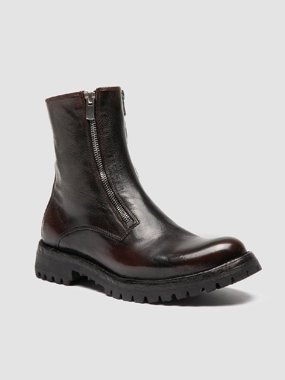 Officine Creative LORAINE 026 Stivali con Zip in Pelle Marrone Italy