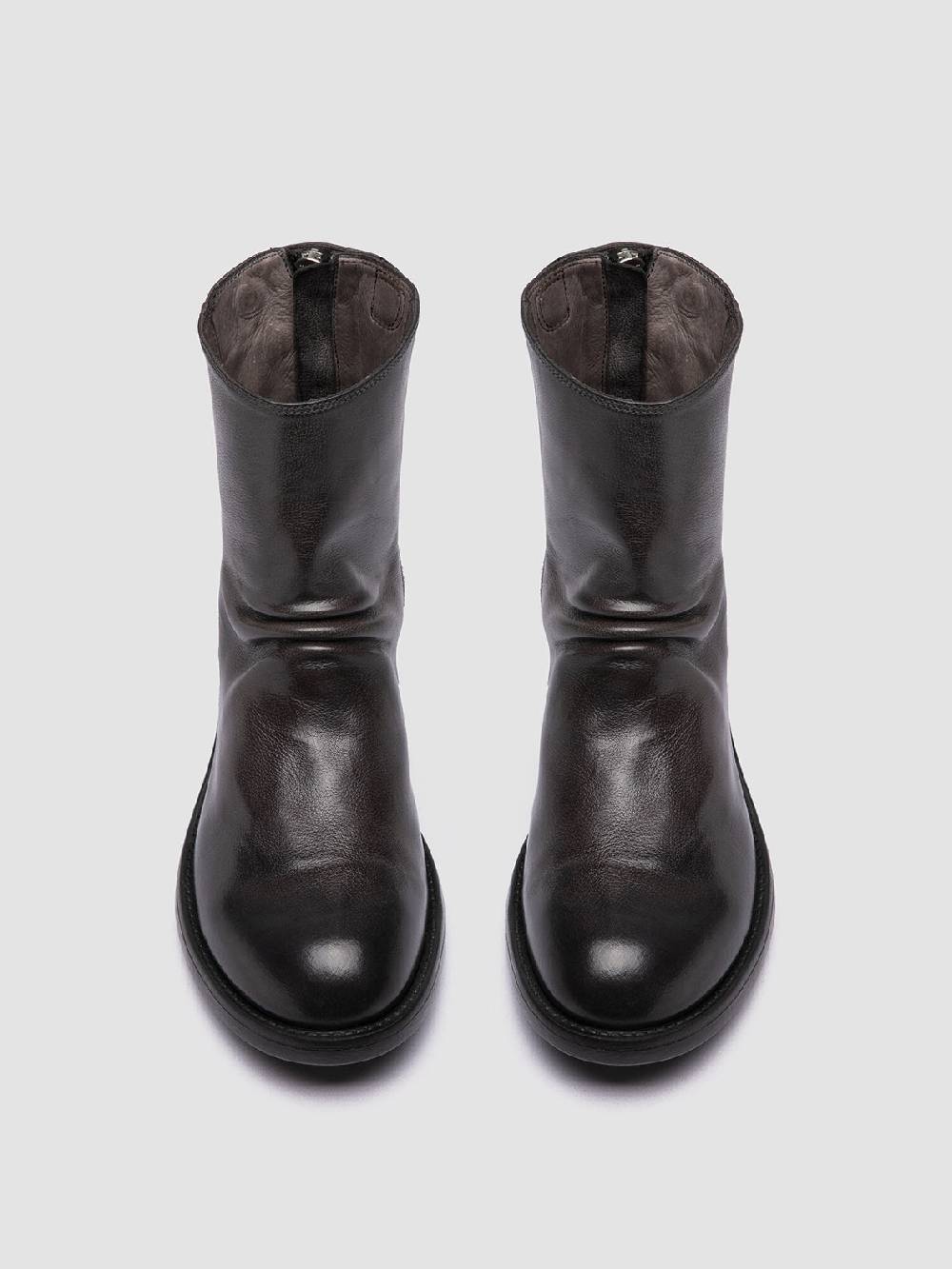 Officine Creative SERGEANT 104 Stivali con Zip in Pelle Grigia Spedizione Gratuita