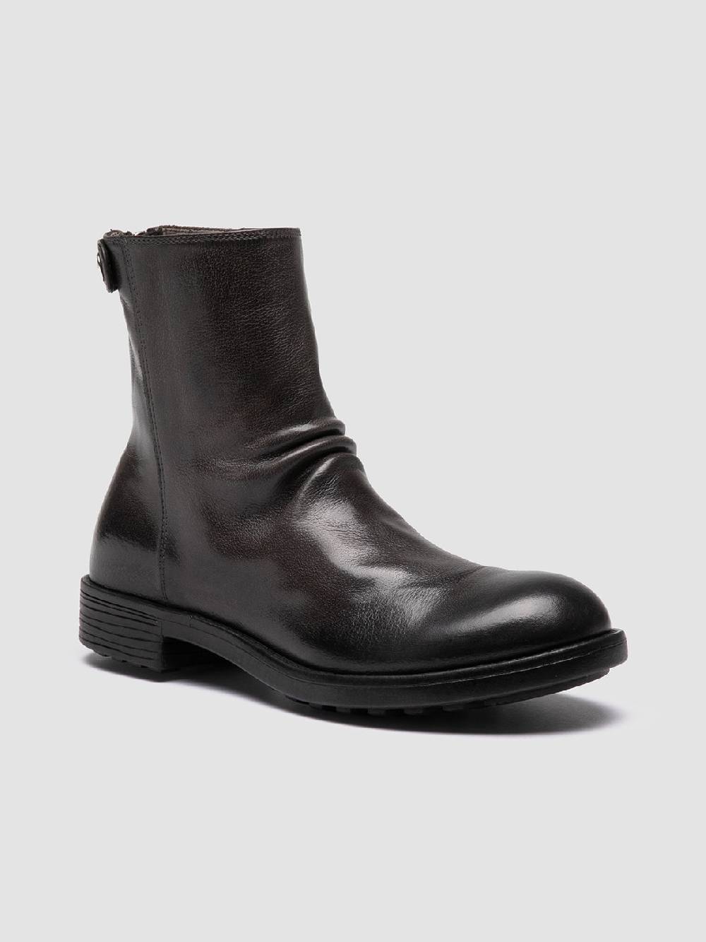 Officine Creative SERGEANT 104 Stivali con Zip in Pelle Grigia Spedizione Gratuita