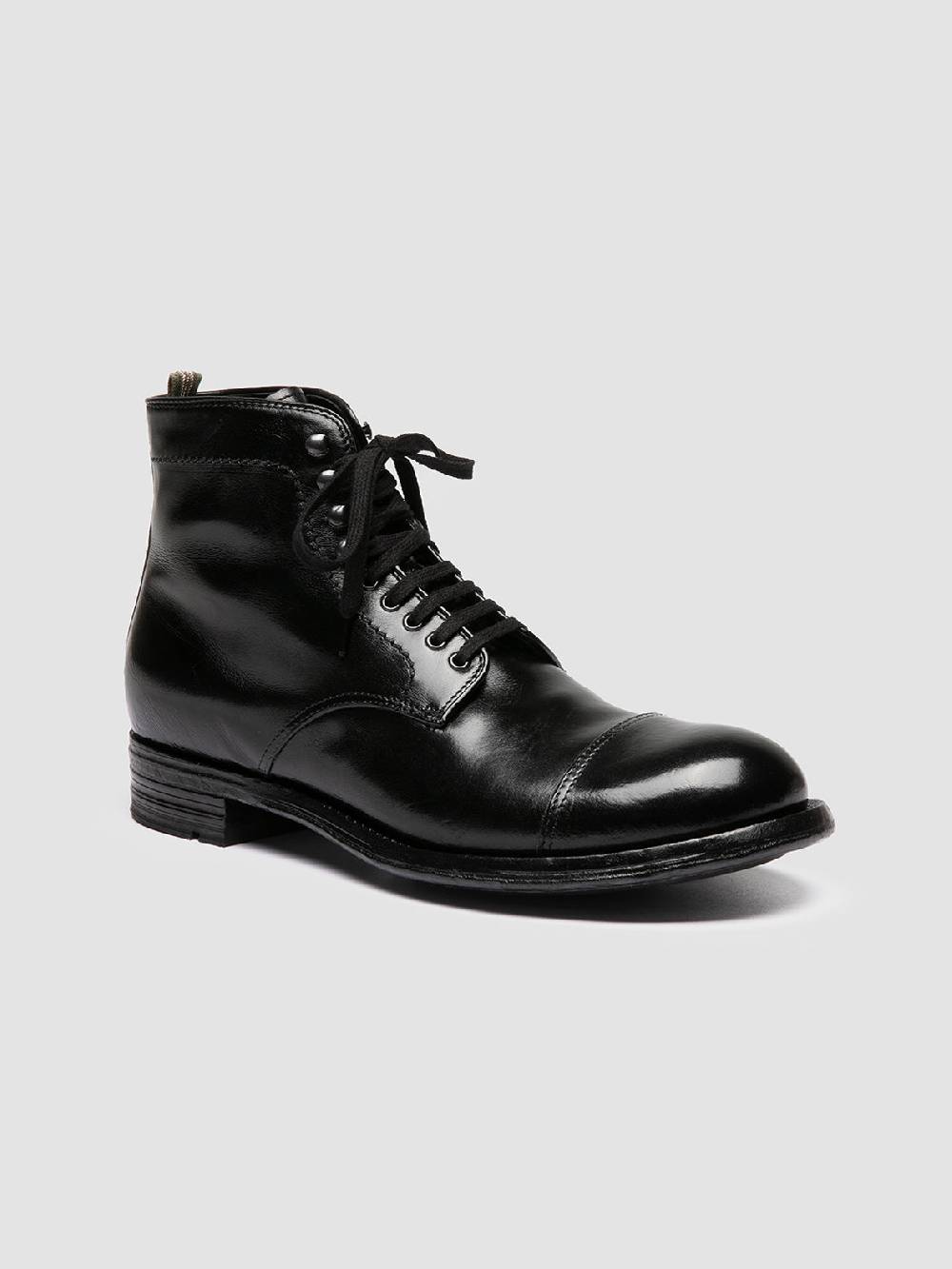 Officine Creative ADMIRAL 005 Stivali Stringati in Pelle Nera Affare Del Giorno