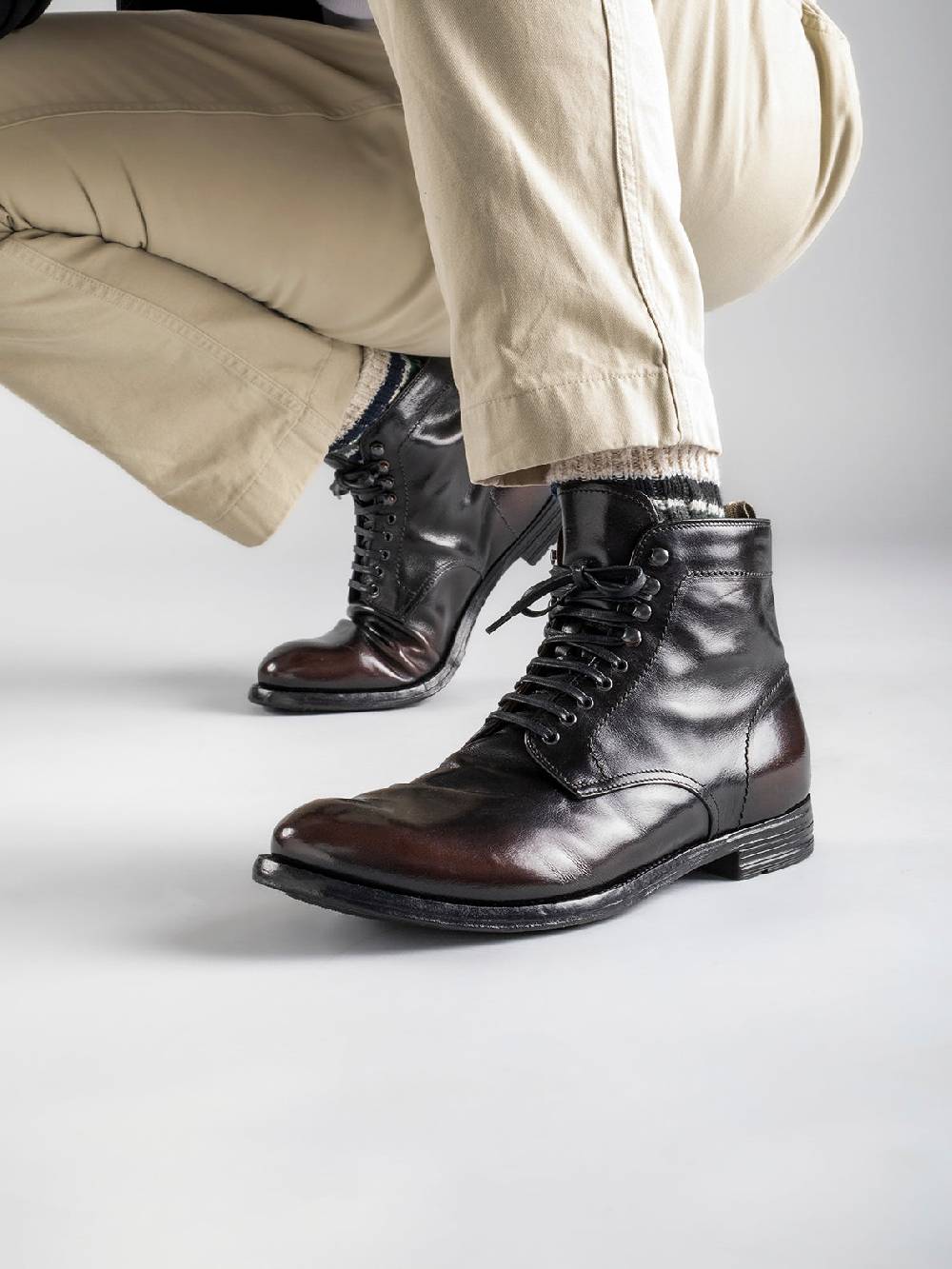 Officine Creative ANATOMIA 013 Stivaletti in Pelle Marrone Sconto