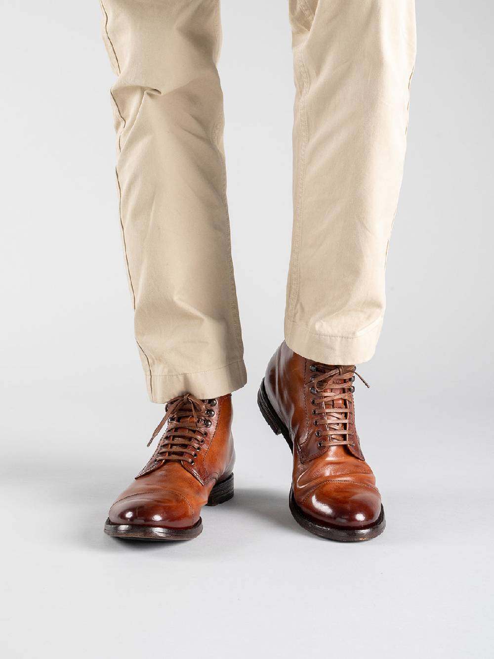 Officine Creative ANATOMIA 016 Stivaletti in Pelle Marrone Outlet