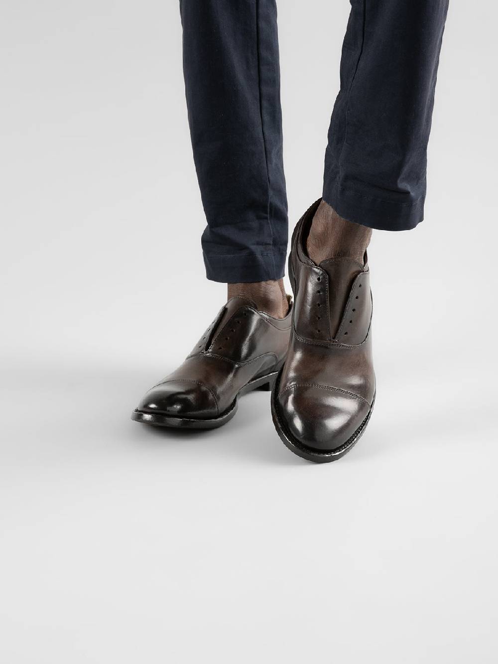 Officine Creative ANATOMIA 08 Oxford in Pelle Marrone Vendita Calda