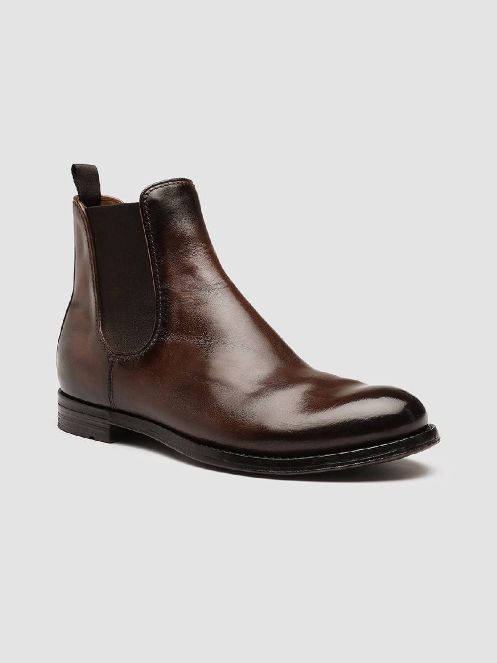 Officine Creative ANATOMIA 083 Stivaletti Chelsea in Pelle Marrone Saldi Di Fabbrica