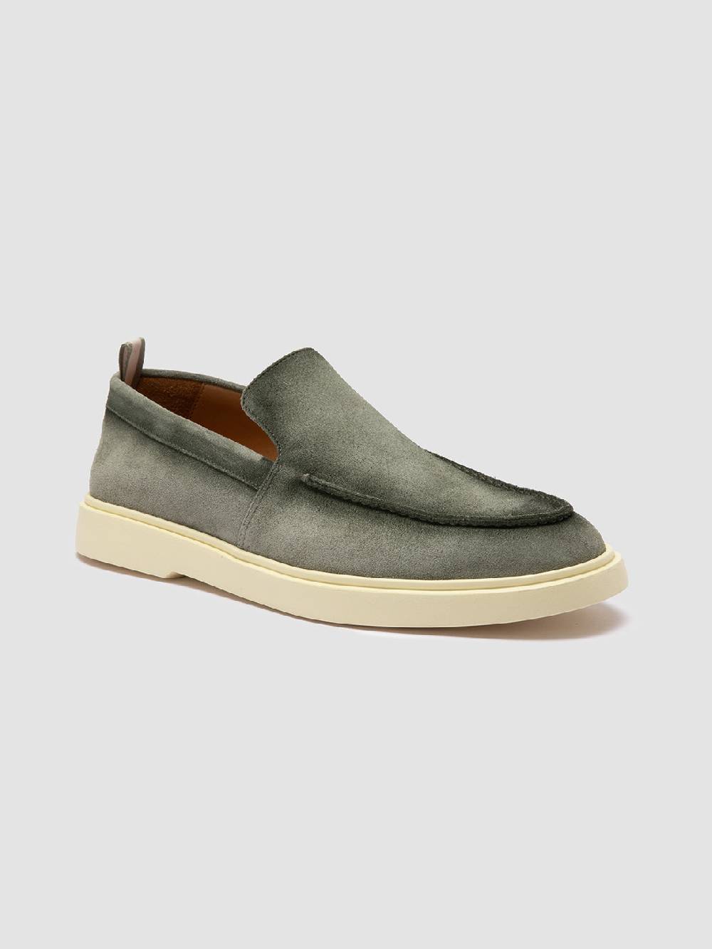 Officine Creative BONES 002 Mocassini in Pelle Scamosciata Verde Pezzi Unici