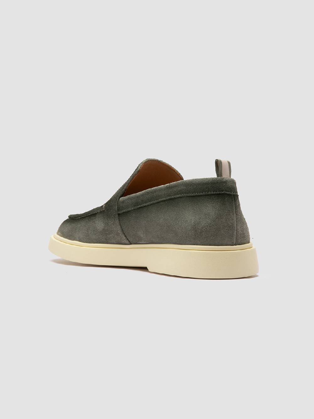 Officine Creative BONES 002 Mocassini in Pelle Scamosciata Verde Pezzi Unici