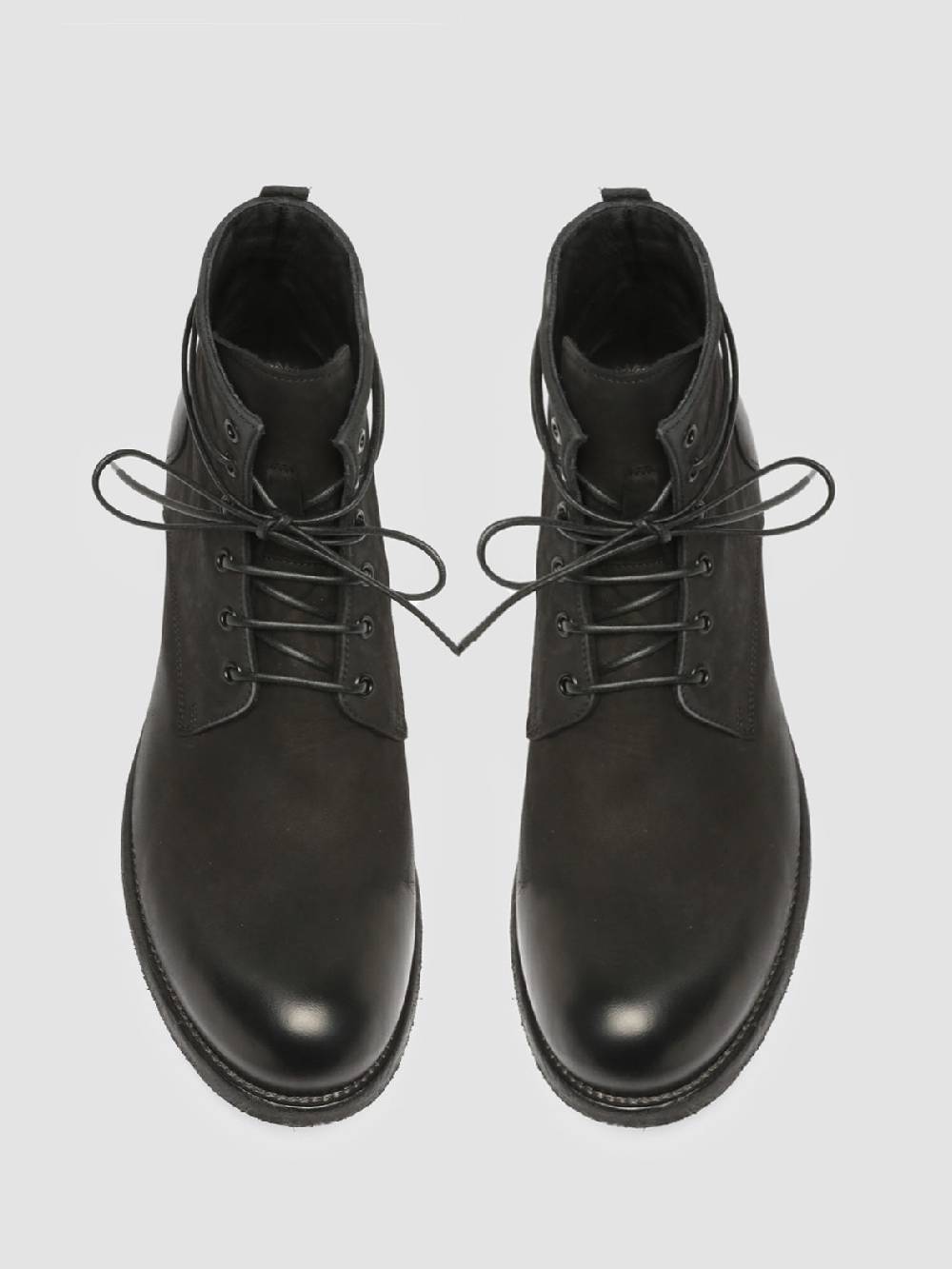 Officine Creative BUBBLE 003 Stivali in Pelle Nera con allacciatura Italia