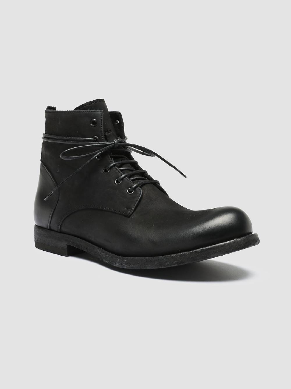 Officine Creative BUBBLE 003 Stivali in Pelle Nera con allacciatura Italia
