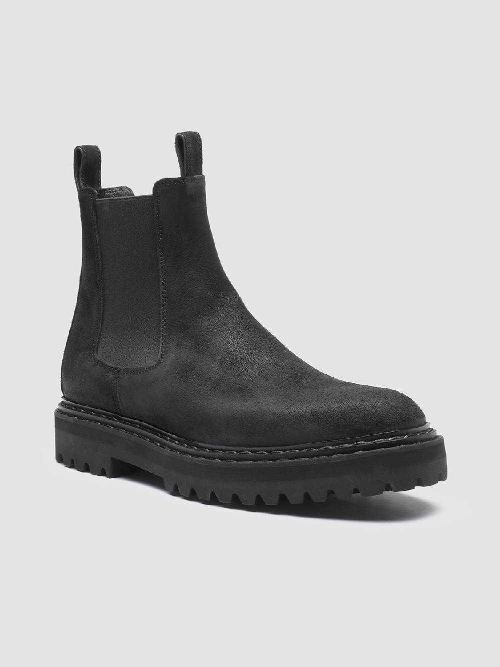 Officine Creative PISTOLS 003 Stivaletti Chelsea in Pelle Scamosciata Nera Spedizione Gratuita