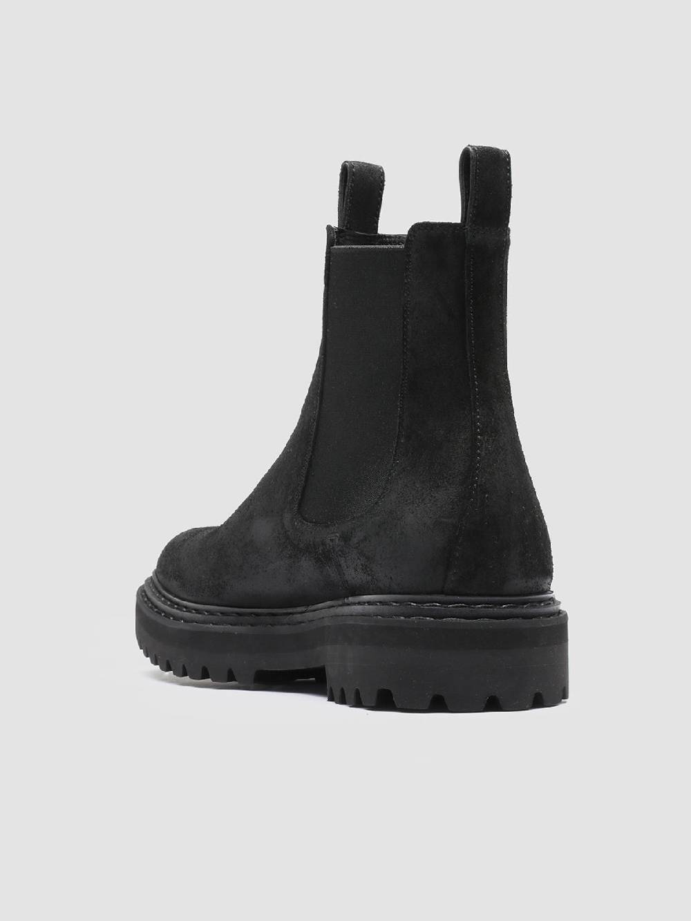 Officine Creative PISTOLS 003 Stivaletti Chelsea in Pelle Scamosciata Nera Spedizione Gratuita