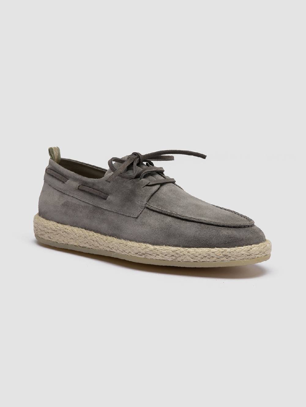 Officine Creative ROPED 005 Scarpe da barca in Pelle Scamosciata grigia Outlet