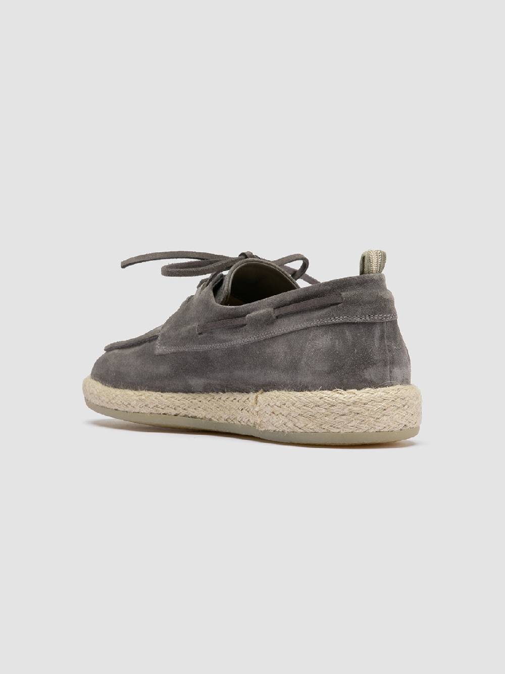 Officine Creative ROPED 005 Scarpe da barca in Pelle Scamosciata grigia Outlet