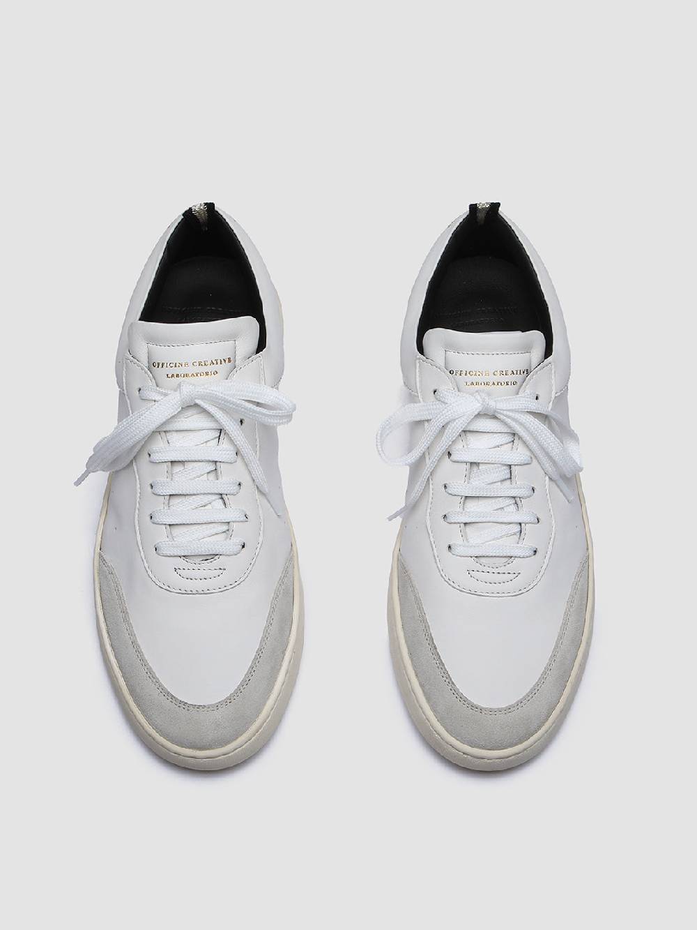 Officine Creative KRIS LUX 001 Sneakers in Pelle Liscia e Scamosciata Bianca Soddisfazione Garantita